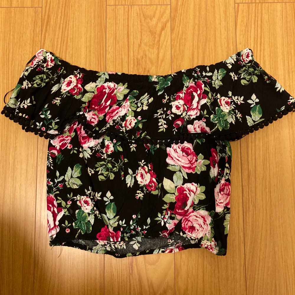 Off the shoulder floral top.